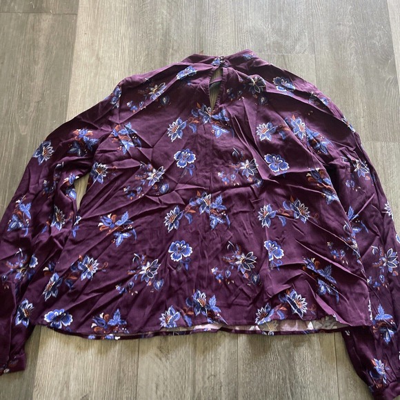 Stetson Womens Purple Floral Long Sleeve Blouse Top Keyhole - Picture 7 of 8